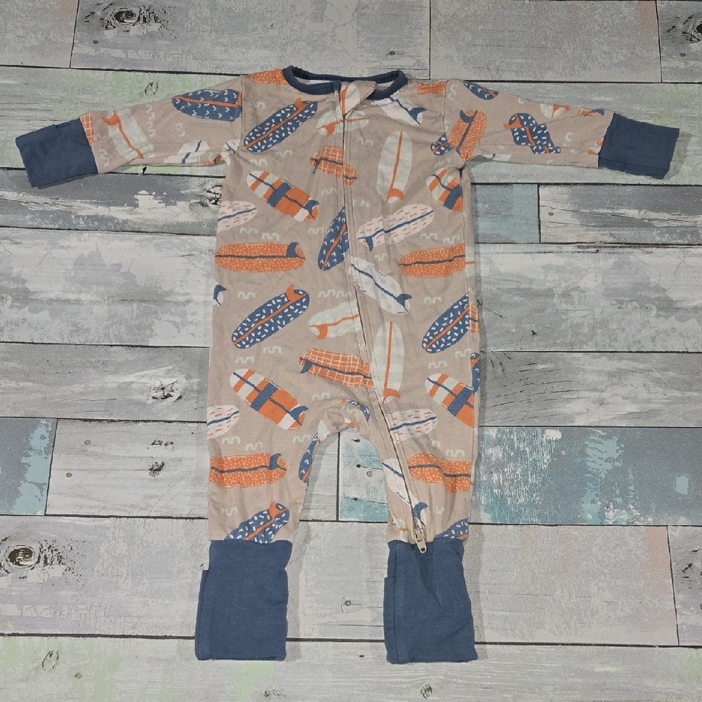 Sweet Bamboo Convertible Romper Sz 3/6 Mo Surfboard Print